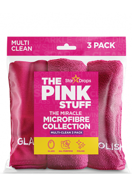 Салфетки микрофибровые универсальные The Pink Stuff Microfibre collection multi-clean 30 х 30 см, 3 шт